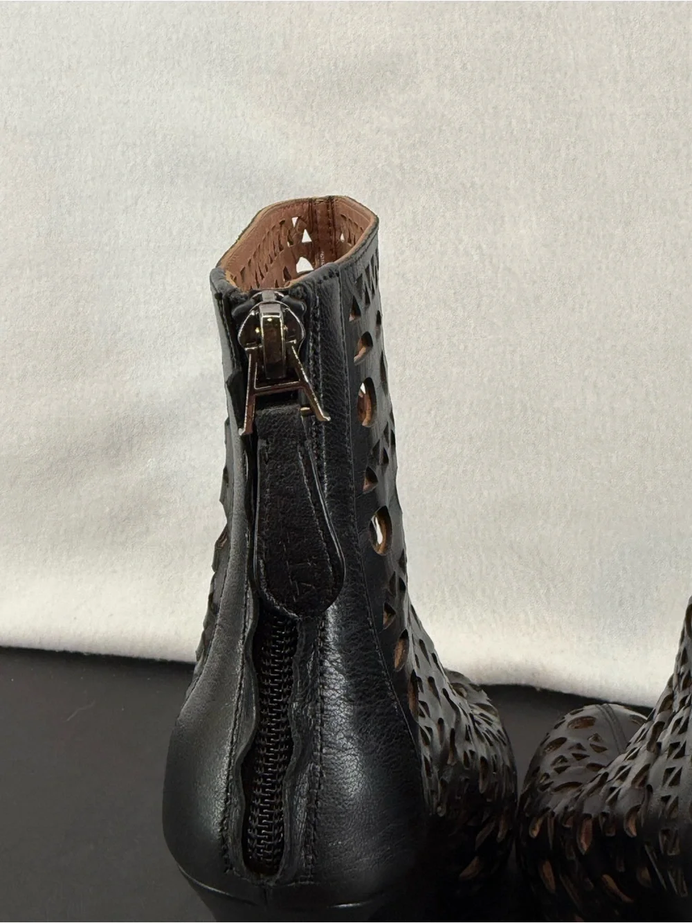 Alaia Black Laser-Cut Leather Ankle Booties